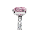 White gold Fancy Pink Radiant  Cut Diamond Solitaire with Pave Band and Four-Prong Setting 5