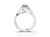 White gold Fancy Pink Radiant Cut Diamond Split Shank Halo Ring with Four-Prong Setting_73