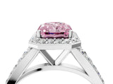 White gold Fancy Pink Radiant Cut Diamond Split Shank Halo Ring with Four-Prong Setting_74