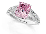 White gold Fancy Pink Radiant Cut Diamond Split Shank Pavé Engagement Ring with Four-Prong Setting_122