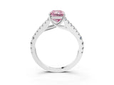 White gold Fancy Pink Radiant Cut Diamond Split Shank Pavé Engagement Ring with Four-Prong Setting_124