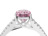 White gold Fancy Pink Radiant Cut Diamond Split Shank Pavé Engagement Ring with Four-Prong Setting_125