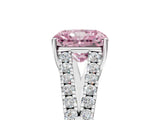 White gold Fancy Pink Radiant Cut Diamond Split Shank Pavé Engagement Ring with Four-Prong Setting_126