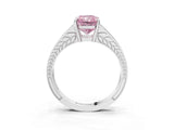White gold Fancy Pink Radiant Cut Diamond Split Shank Ring with Pavé Band and Four-Prong Setting_78