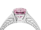 White gold Fancy Pink Radiant Cut Diamond Split Shank Ring with Pavé Band and Four-Prong Setting_79