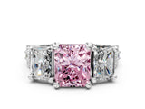 White gold Fancy Pink Radiant Cut Diamond Three-Stone Ring with Channel Set Band and Four-Prong Setting_73