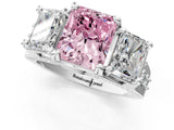 White gold Fancy Pink Radiant Cut Diamond Three-Stone Ring with Channel Set Band and Four-Prong Setting_74