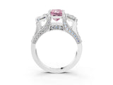 White gold Fancy Pink Radiant Cut Diamond Three-Stone Ring with Channel Set Band and Four-Prong Setting_76