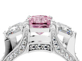White gold Fancy Pink Radiant Cut Diamond Three-Stone Ring with Channel Set Band and Four-Prong Setting_77