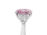 White gold Fancy Pink Radiant Cut Diamond Three-Stone Ring with Pear  Side Stones and Prong Setting_137