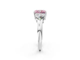 White gold Fancy Pink Radiant Cut Diamond Three-Stone Ring with Prong Setting and Classic Band_139