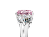 White gold Fancy Pink Radiant Cut Diamond Three-Stone Ring with Prong Setting and Classic Band_146