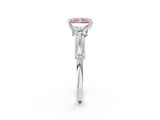 White gold Fancy Pink Radiant Cut Diamond Three-Stone Ring with Prong Setting and Pavé Band_2