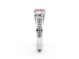 White gold Fancy Pink Radiant Cut Diamond Three-Stone Ring with Prong Setting and Textured Band_14