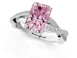 White gold Fancy Pink Radiant  Cut Diamond Twisted Band Engagement Ring with Prong Setting_4