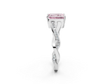 White gold Fancy Pink Radiant  Cut Diamond Twisted Band Engagement Ring with Prong Setting_5