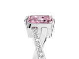 White gold Fancy Pink Radiant  Cut Diamond Twisted Band Engagement Ring with Prong Setting_8
