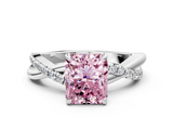 White gold Fancy Pink Radiant  Cut Diamond Twisted Band with Pavé Setting and Four-Prong Setting_20