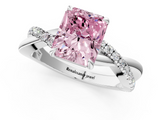 White gold Fancy Pink Radiant  Cut Diamond Twisted Band with Pavé Setting and Four-Prong Setting_21