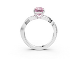 White gold Fancy Pink Radiant  Cut Diamond Twisted Band with Pavé Setting and Four-Prong Setting_23