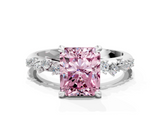White gold Fancy Pink Radiant  Cut Diamond Vine Band with Four-Prong Setting_56