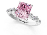 White gold Fancy Pink Radiant  Cut Diamond Vine Band with Four-Prong Setting_59