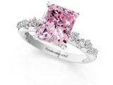 White gold Fancy Pink Radiant  Cut Diamond Vine Band with Four-Prong Setting_61