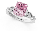 White gold Fancy Pink Radiant  Cut Diamond with Milgrain Marquise and Bezel Accents on a Solitaire Band with Prong Setting_227