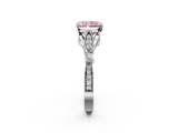 White gold Fancy Pink Radiant  Cut Diamond with Milgrain Marquise and Bezel Accents on a Solitaire Band with Prong Setting_228