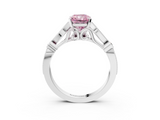 White gold Fancy Pink Radiant  Cut Diamond with Milgrain Marquise and Bezel Accents on a Solitaire Band with Prong Setting_228
