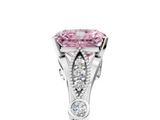 White gold Fancy Pink Radiant  Cut Diamond with Milgrain Marquise and Bezel Accents on a Solitaire Band with Prong Setting_230