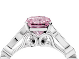 White gold Fancy Pink Radiant  Cut Diamond with Milgrain Marquise and Bezel Accents on a Solitaire Band with Prong Setting_233