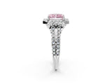 White gold Fancy Pink Radiant  Cut Double Halo Diamond Engagement Ring with Pave Band and Four-Prong Setting_123