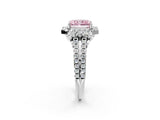 White gold Fancy Pink Radiant  Cut Double Halo Diamond Engagement Ring with Pave Band and Four-Prong Setting_125