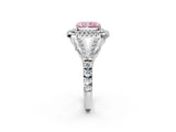 White gold Fancy Pink Radiant  Cut Double Halo Split Shank Diamond Ring with Prong Setting_39