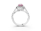 White gold Fancy Pink Radiant  Cut Double Halo Split Shank Diamond Ring with Prong Setting_40