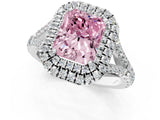 White gold Fancy Pink Radiant  Cut Double Halo Split Shank Diamond Ring with Prong Setting_50