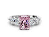 White gold Fancy Pink Radiant  Cut Five-Stone Prong Set Diamond Ring with Classic Band_32