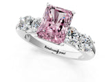 White gold Fancy Pink Radiant  Cut Five-Stone Prong Set Diamond Ring with Classic Band_33