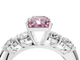 White gold Fancy Pink Radiant  Cut Five-Stone Prong Set Diamond Ring with Classic Band_36