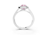 White gold Fancy Pink Radiant Cut Halo Bezel Diamond Pave Band Ring_3