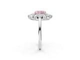 White gold Fancy Pink Radiant Cut Halo Cluster Diamond Ring with Pave Band and Four-Prong Setting_14