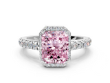 White gold Fancy Pink Radiant  Cut Halo Diamond Engagement Ring with Pave Band and Four-Prong Setting_28