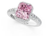 White gold Fancy Pink Radiant  Cut Halo Diamond Engagement Ring with Pave Band and Four-Prong Setting_29