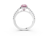 White gold Fancy Pink Radiant  Cut Halo Diamond Engagement Ring with Pave Band and Four-Prong Setting_31