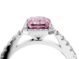 White gold Fancy Pink Radiant  Cut Halo Diamond Engagement Ring with Pave Band and Four-Prong Setting_32