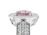 White gold Fancy Pink Radiant Cut Halo Diamond Engagement Ring with Pave Split Shank and Four-Prong Setting_5
