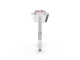 White gold Fancy Pink Radiant Cut Halo Diamond Engagement Ring with Split Shank Band and Four-Prong Setting_2