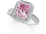 White gold Fancy Pink Radiant Cut Halo Diamond Engagement Ring with Split Shank Band and Four-Prong Setting_35