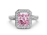 White gold Fancy Pink Radiant Cut Halo Diamond Engagement Ring with Split Shank Band and Four-Prong Setting_36